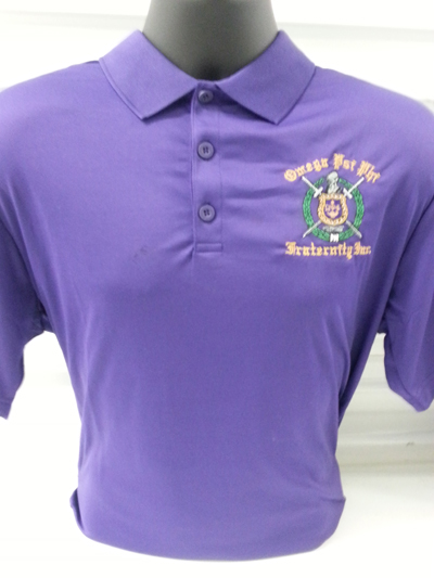 Omega Psi Phi Dry-Fit Crest Polo | Greek Divine: Express Your Greek Style